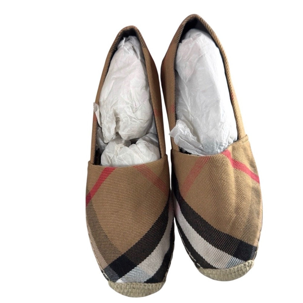 Burberry House Check Espadrille Flats Tan Canvas Slip On Shoes 39268021 Size 10M